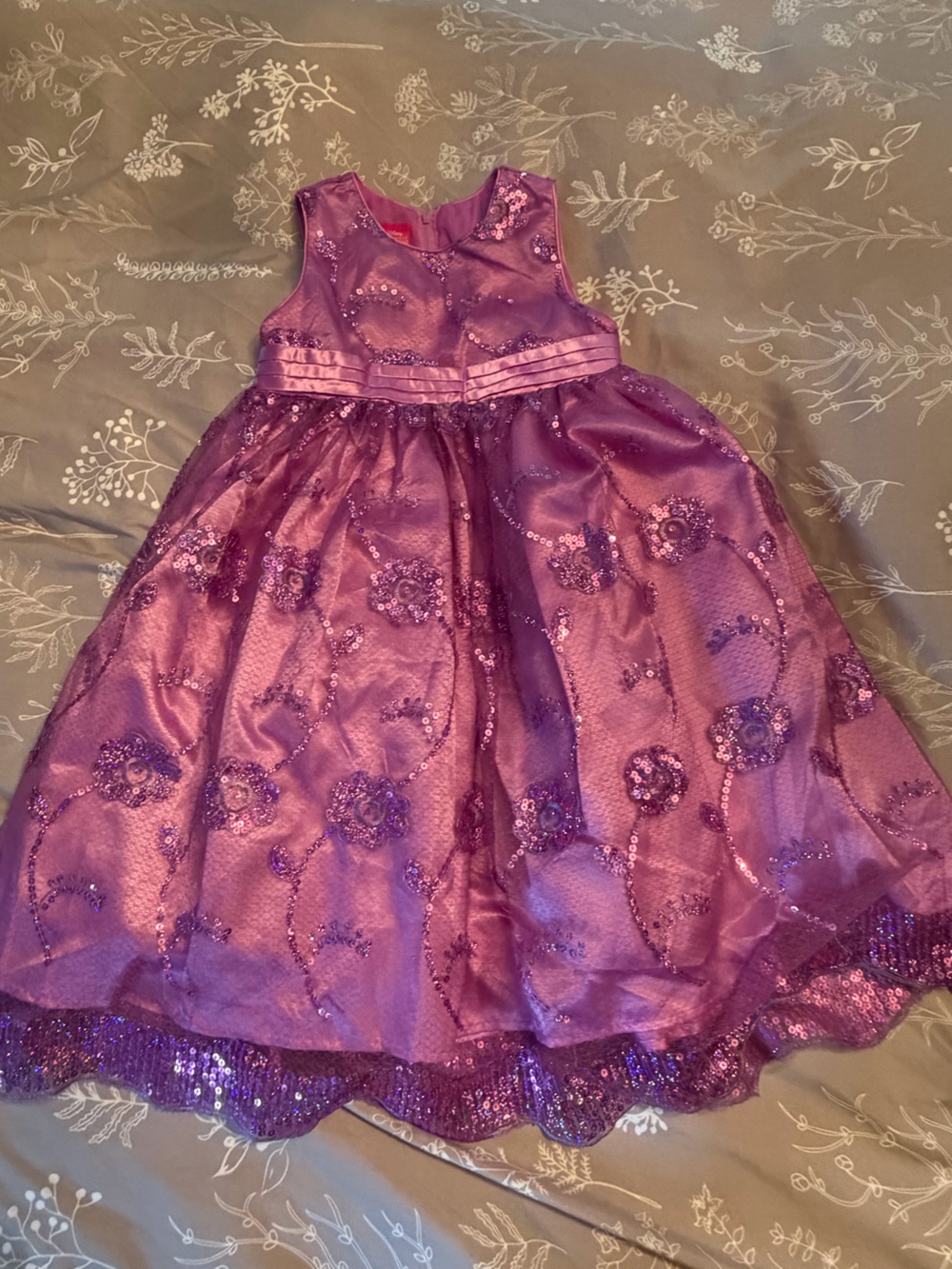 Disney Purple Sequin Floral Embroidered Party Rapunzel Dress